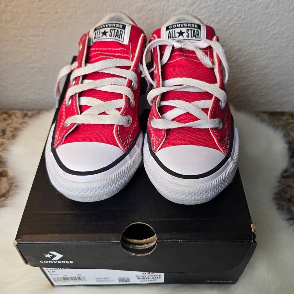 Converse All Star Street Slip On Unisex Kids Classic Red Sneakers - Picture 2 of 16